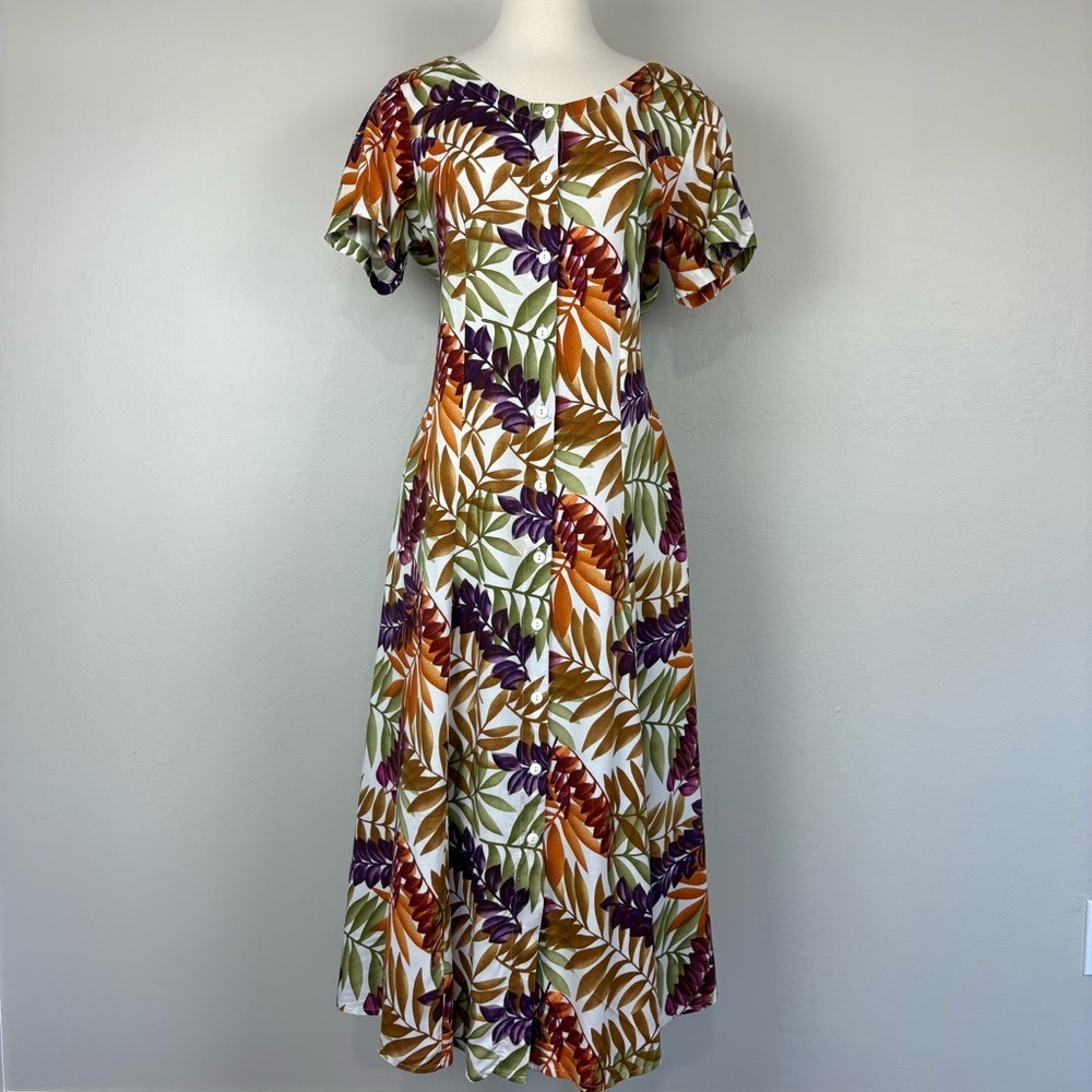 Jennifer Moore Maxi Dress Sz M Floral‎ Print Fit & Flare Tradwife Vintage Modest